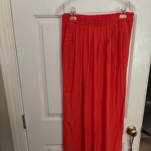 Harlyn Orange Long Pleated Pants w/Pockets Size S